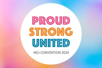 HEU Convention logo saying proud strong united