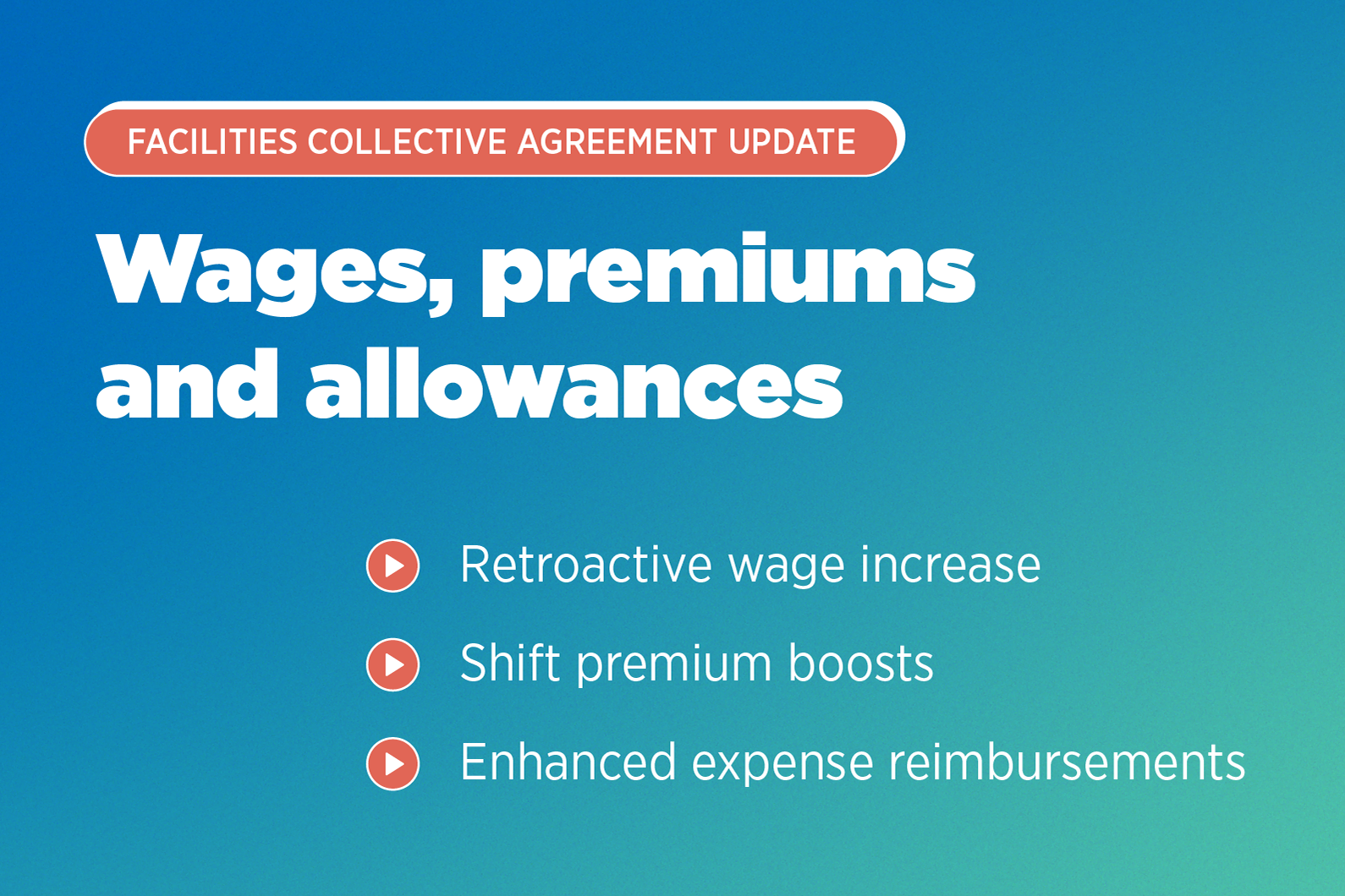 Retroactive wages, premiums and allowances for facilities members