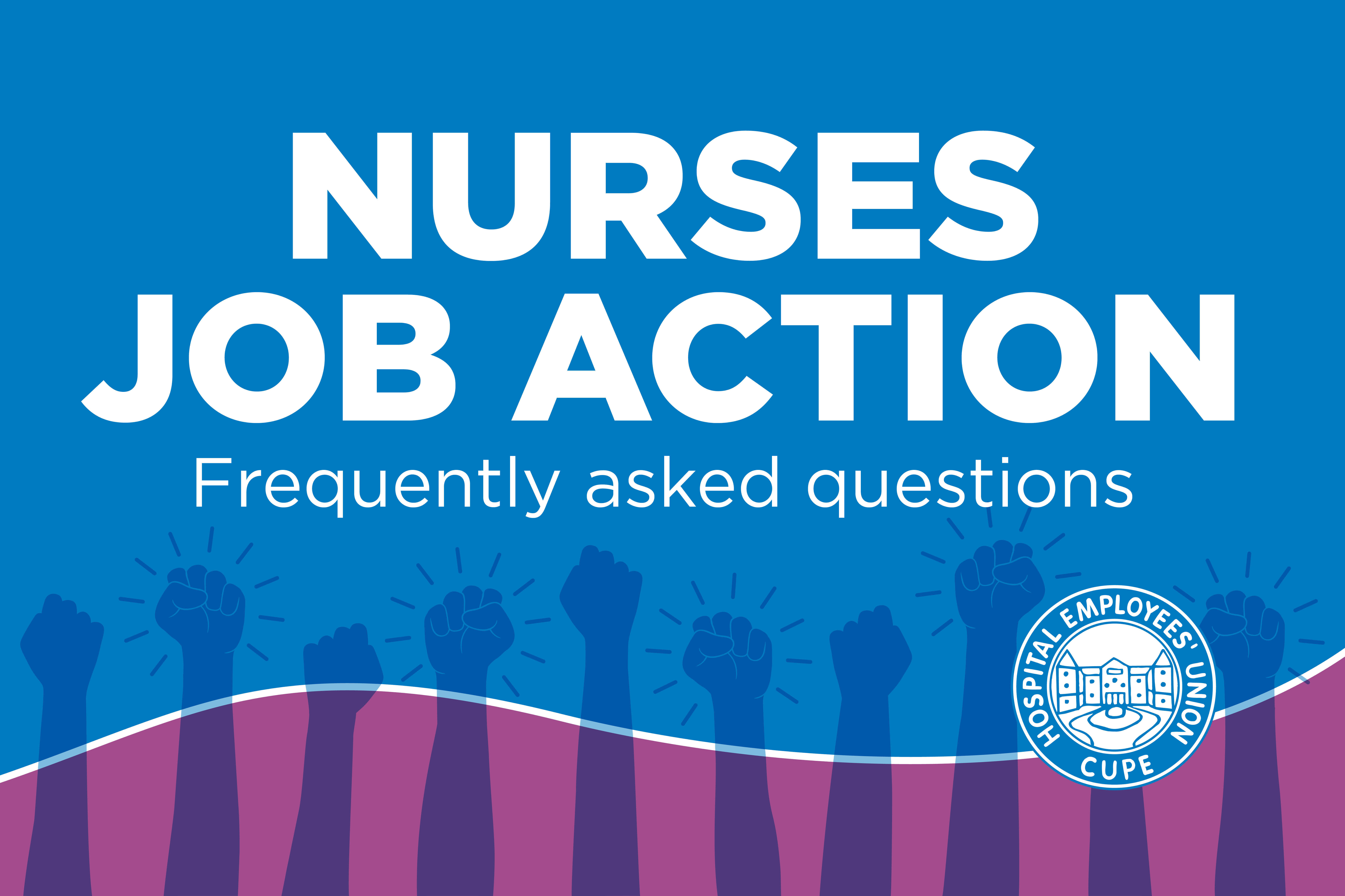 Nurse job action (image includes illustration of raised fists)