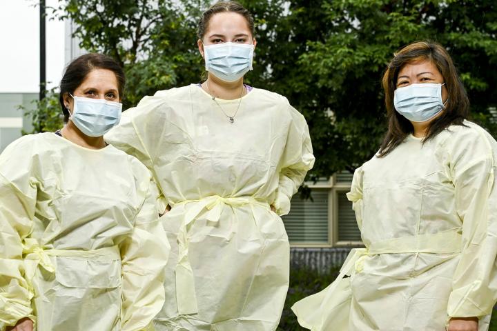 Three nurses with masks