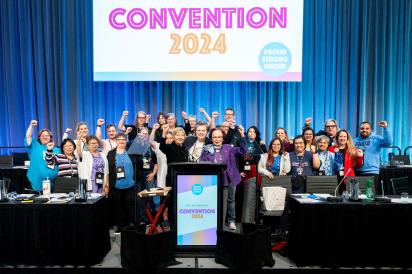 Incoming Provincial Executive on stage at convention