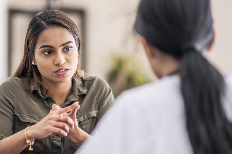 Two women meeting in office