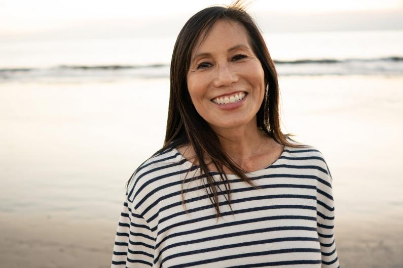 Confident woman on beach