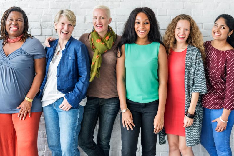 Diverse group of women standing together